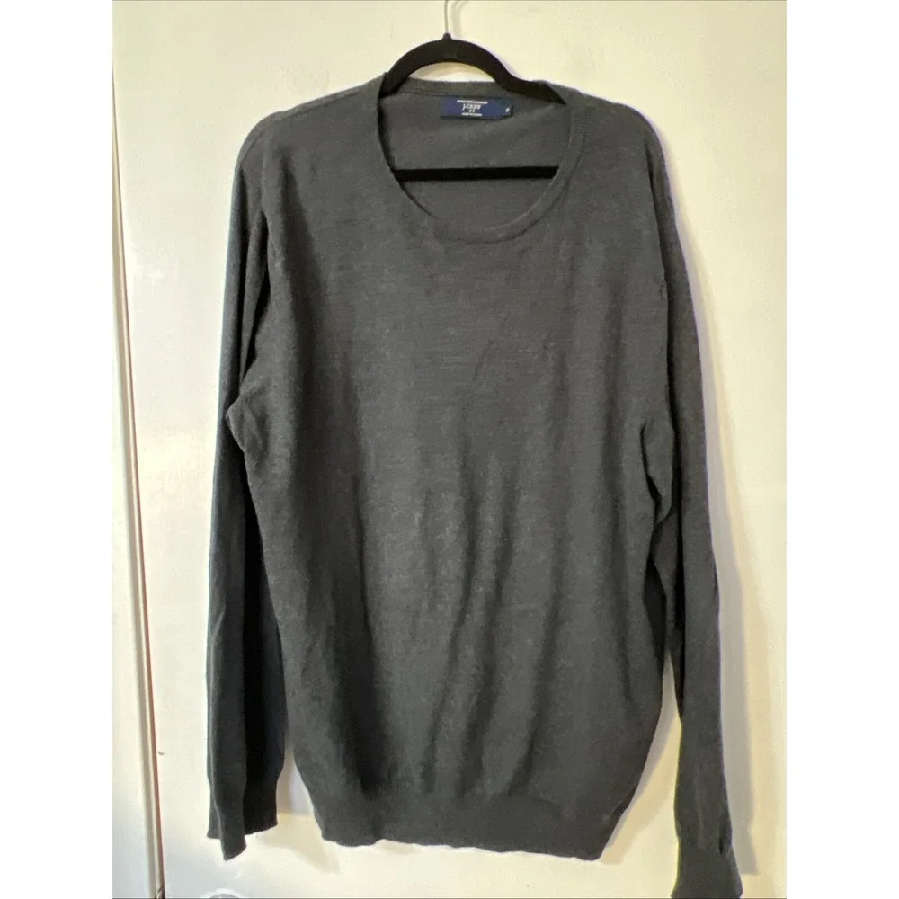 J Crew Men's Knit Sweater Cotton‎ Cashmere Blend Sz Extra Large Crew Neck Gray